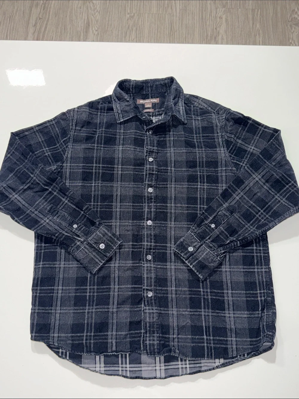 Michael Kors Black Plaid Button-Down Shirt